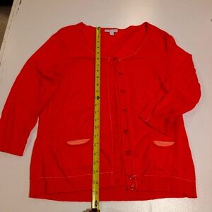 Cotton/nylon knit button down sweater to